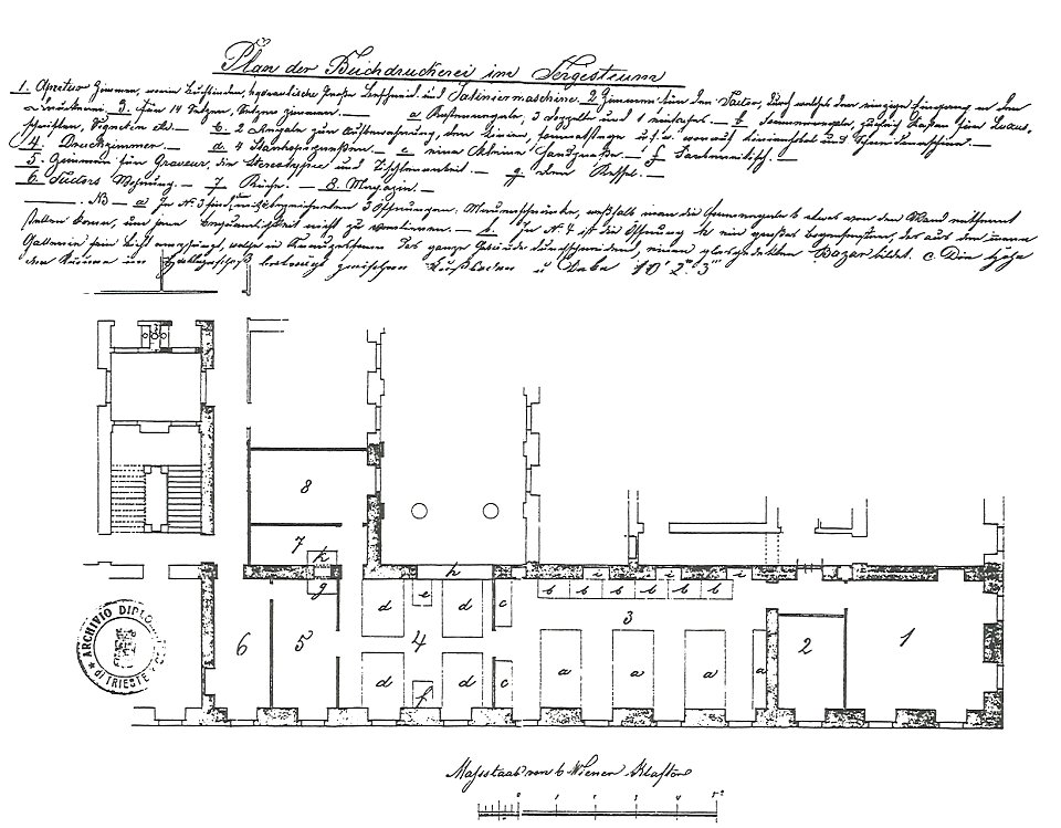Österreichischer Lloyd Druckerei im Tergesteum Grundriss