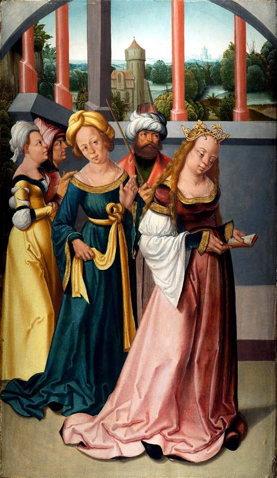 Čtoucí sv. Kateřina, Mistr Litoměřického oltáře, Národní galerie v Praze, inv. č. O 12306