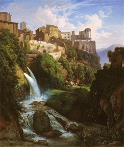 Albert Żamett - Cascade and Sibyl Temple at Tivoli 1855