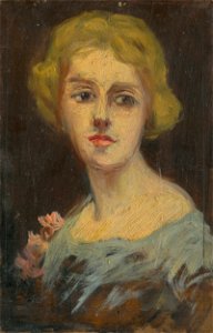 Ľudovít Pitthordt - Portrait of a Woman in Sky-Blue Dress - O 3475 - Slovak National Gallery