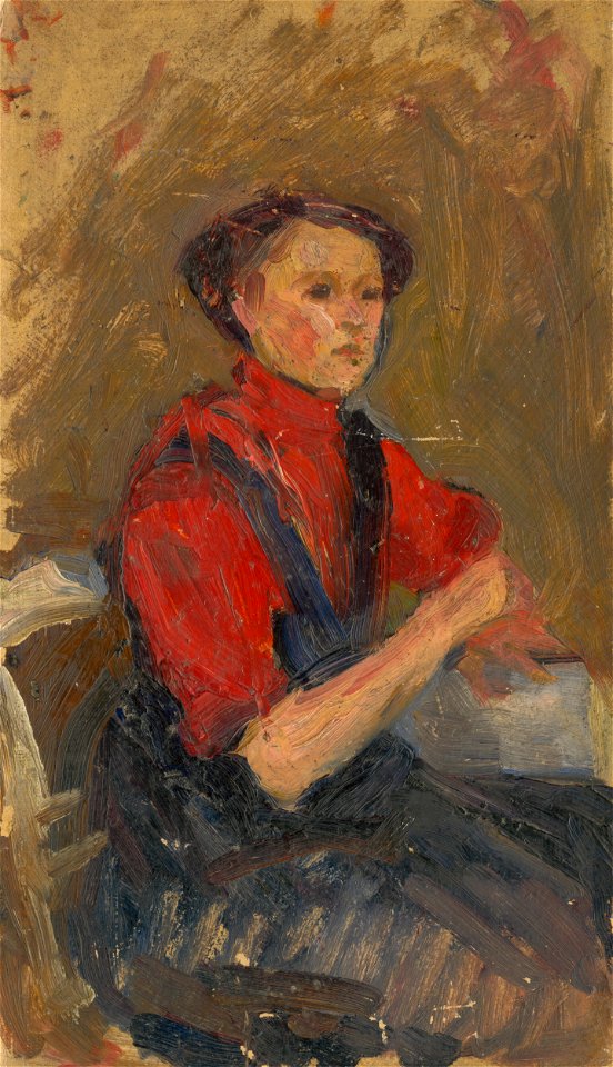 Ľudovít Pitthordt - Portrait of a Young Woman in a Red Sweater - O 5698 - Slovak National Gallery