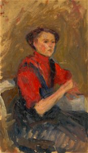 Ľudovít Pitthordt - Portrait of a Young Woman in a Red Sweater - O 5698 - Slovak National Gallery