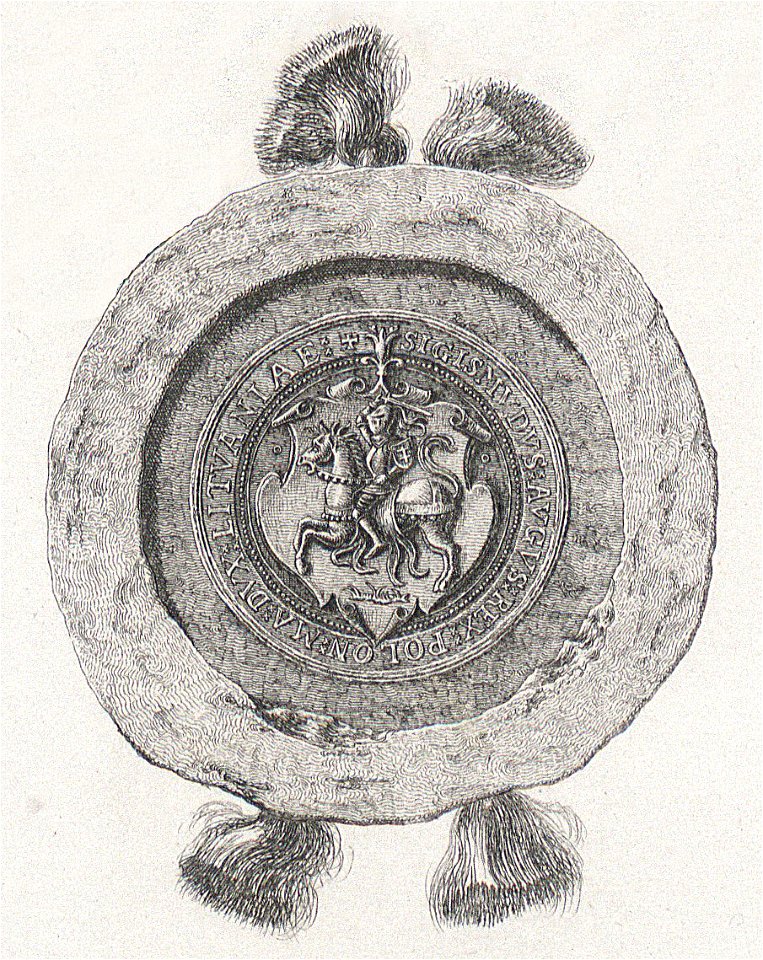 Žygimont Aŭgust, Pahonia. Жыгімонт Аўгуст, Пагоня (K. Kielisiński, 1539, 1841)