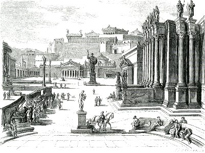 Η αγορά στη Σπάρτη Πίσω η ακρόπολη, μπροστά το άγαλμα του Αγοραίου - Falke Jacob Von - 1887