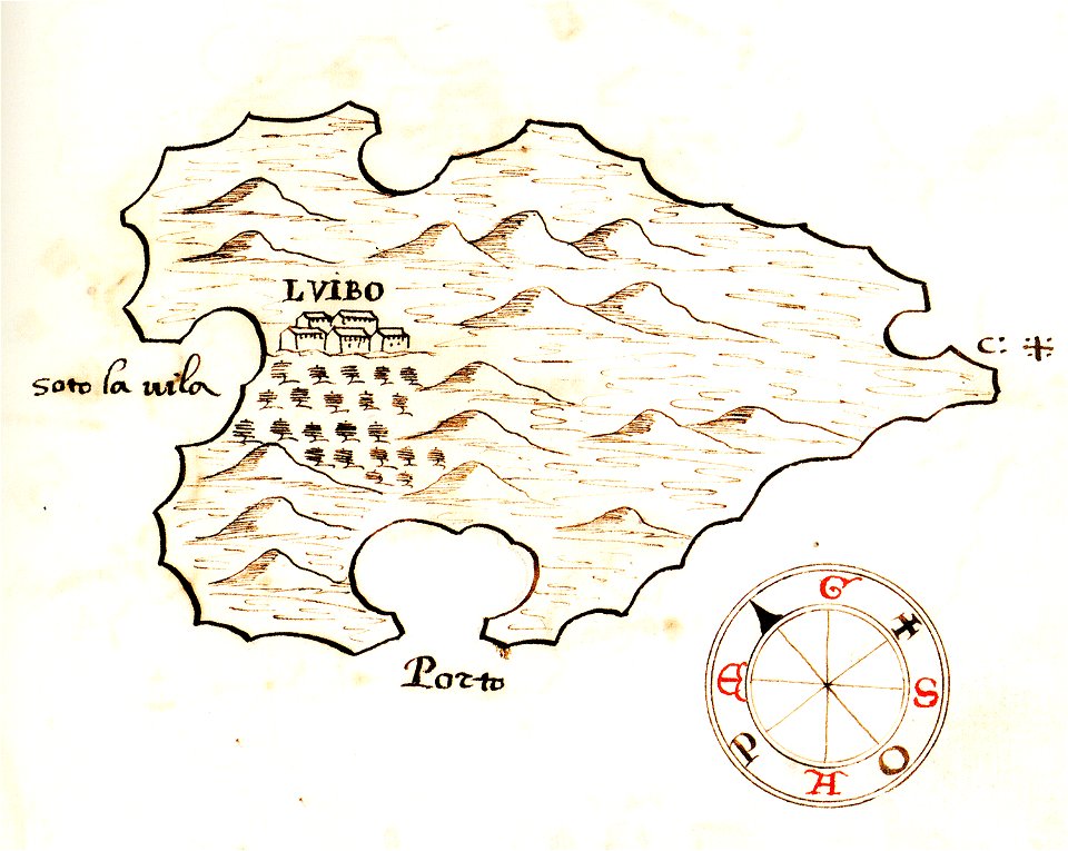 Χάρτης της νήσου Όλιμπ (Κροατία) - Millo Antonio - 1582-1591