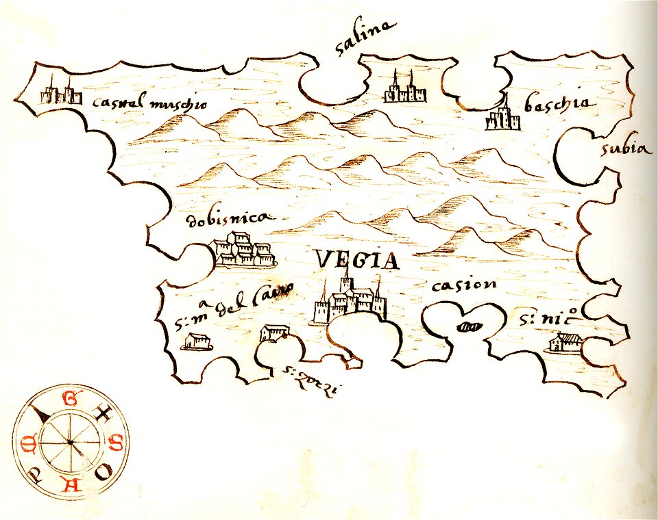 Χάρτης της νήσου Κρκ (Κροατία) - Millo Antonio - 1582-1591