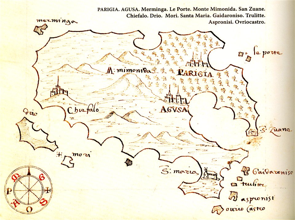 Χάρτης της Πάρου - Antonio Millo - 1582-1591