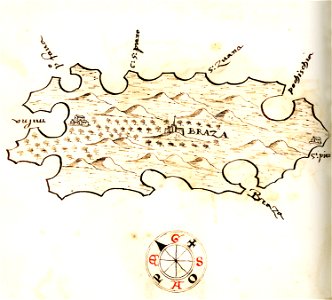 Χάρτης της νήσου Μπρατς (Κροατία) - Millo Antonio - 1582-1591
