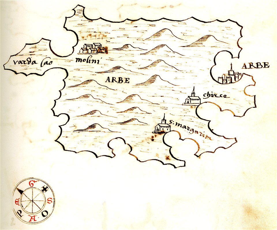 Χάρτης της νήσου Ραμπ (Κροατία) - Millo Antonio - 1582-1591