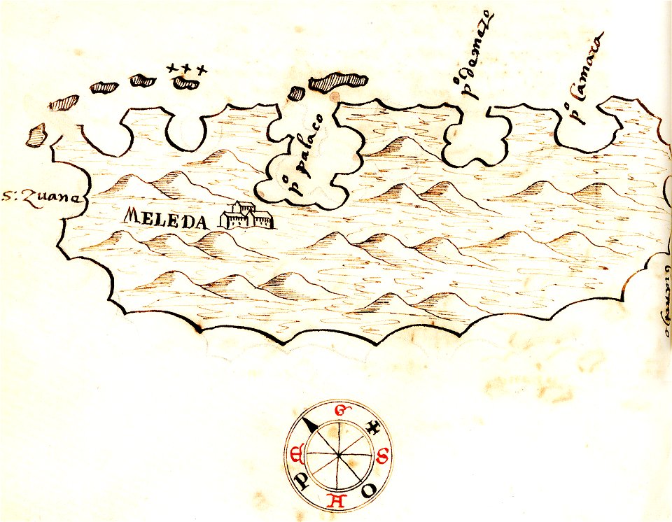 Χάρτης του Μλιέτ (Κροατία) - Millo Antonio - 1582-1591
