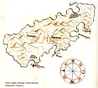 Χάρτης της νήσου Λοσίνι στην Κροατία - Antonio Millo - 1582-1591