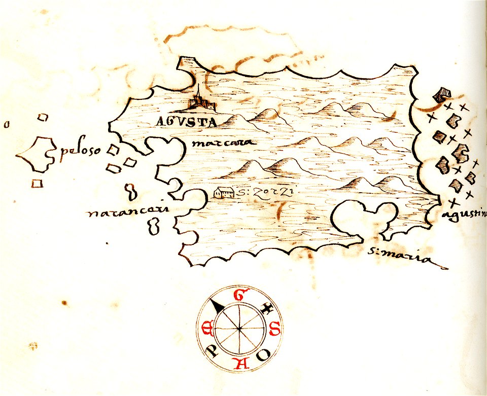 Χάρτης της νήσου Λάστοβο (Κροατία) - Millo Antonio - 1582-1591