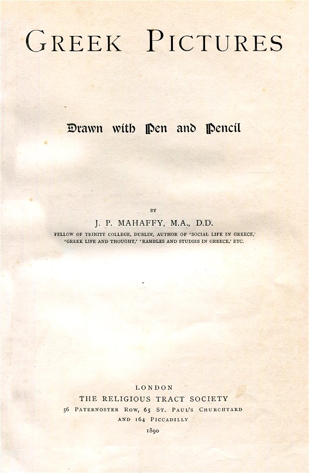 Σελίδα τίτλου - Mahaffy John Pentland - 1890