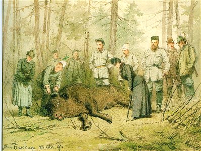 Александр III на охоте в Беловеже в августе 1894. Free illustration for personal and commercial use.