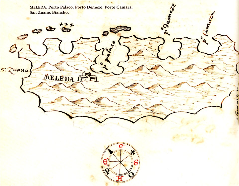 Χάρτης του Μλιέτ στην Κροατία - Antonio Millo - 1582-1591