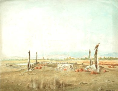 А. В. Станкевич Могильник между Таштыпом и Тёей. 1885 год. Бум. акв