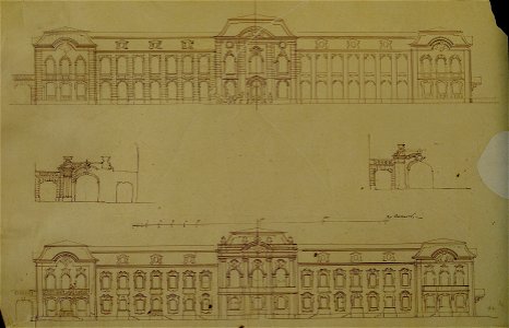Бенуа Н. Л. Проект фрейлинских корпусов в Петергофе. Фасады