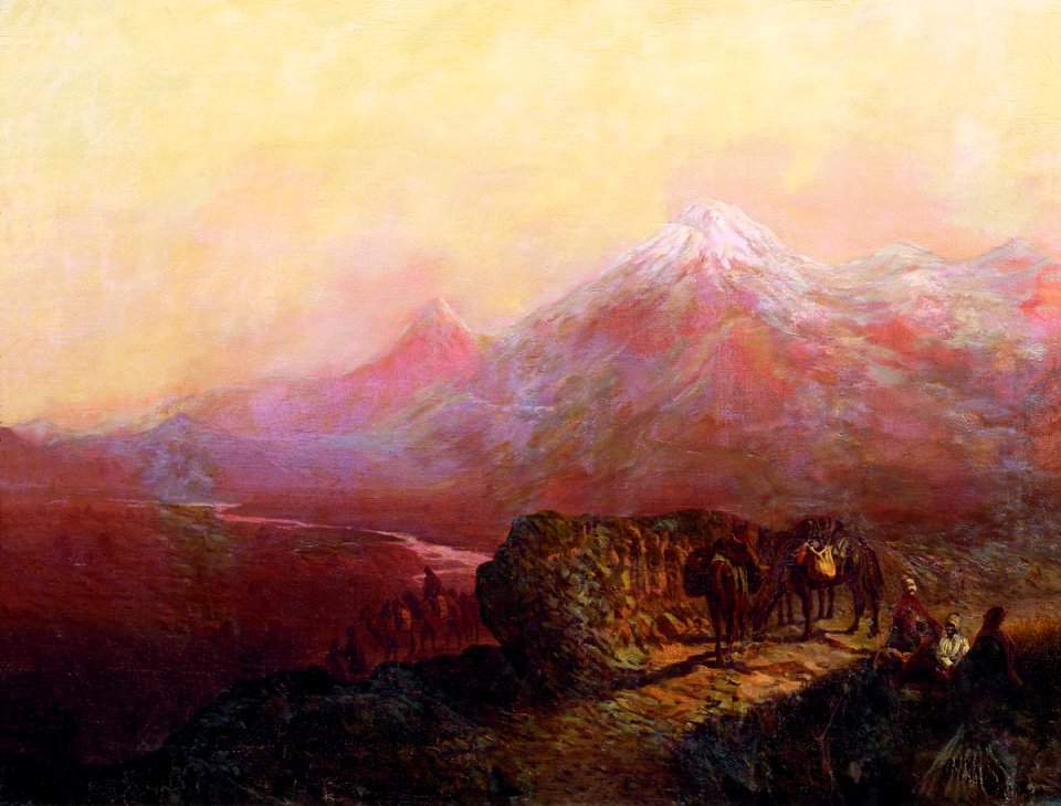 И. Н. Занковский. Горный пейзаж с лошадьми
