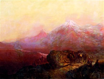 И. Н. Занковский. Горный пейзаж с лошадьми