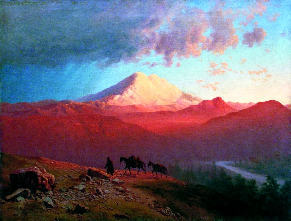 И. Н. Занковский. Эльбрус в закатном освещении