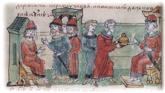 Древляне платят дань князю Олегу