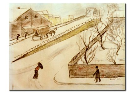Маке Уголок улицы в снегу