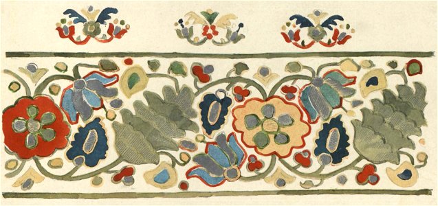 Мотиви українського орнаменту. 1902. №23. Вишивка кольоровим шовком і сріблом XVIII