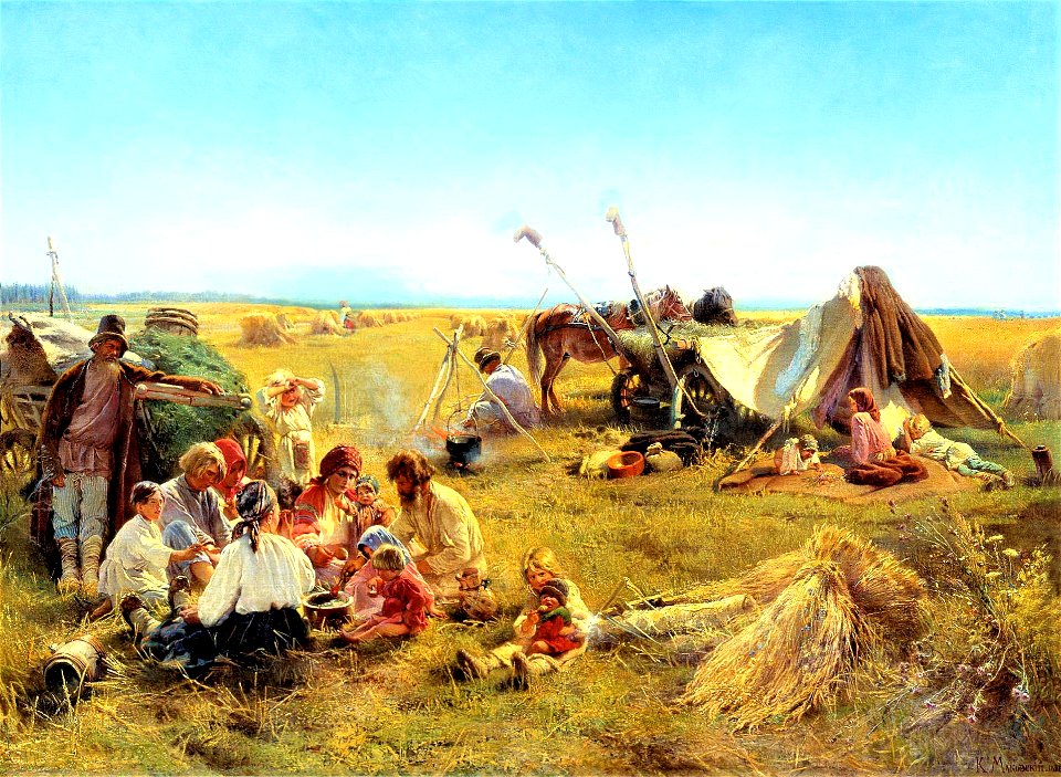 Крестьянский обед в поле (Маковский, 1871)