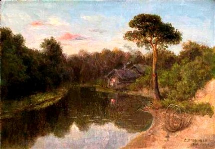 С. С. Егорнов. Закат солнца над озером