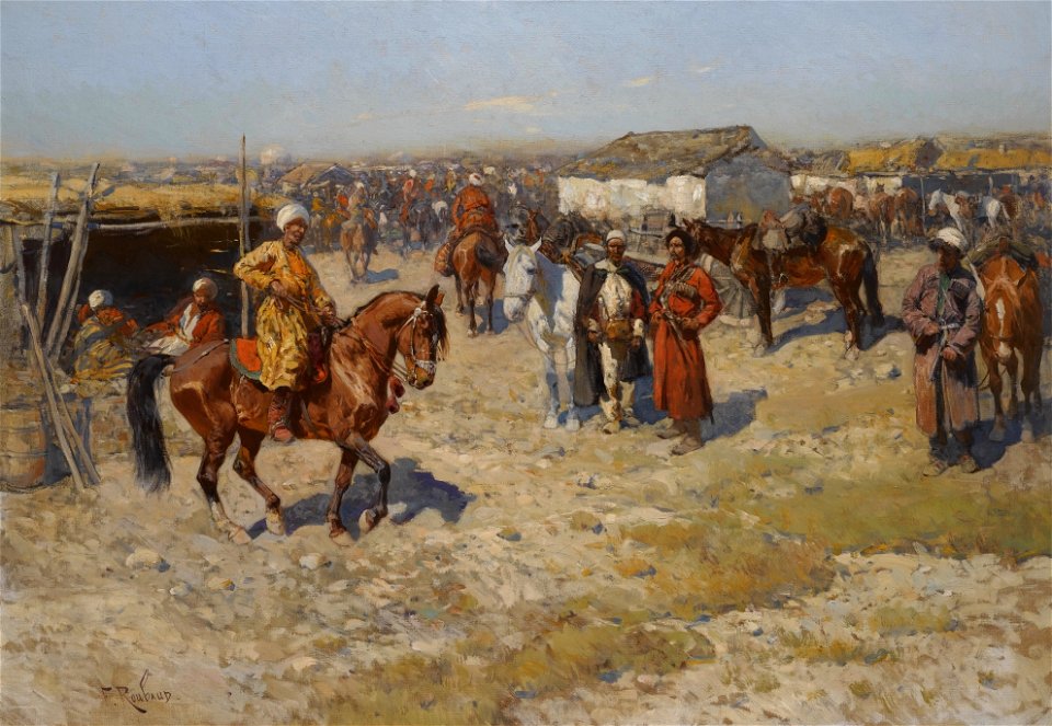 Франц Рубо - Центрально-Азиатском рынке лошадь