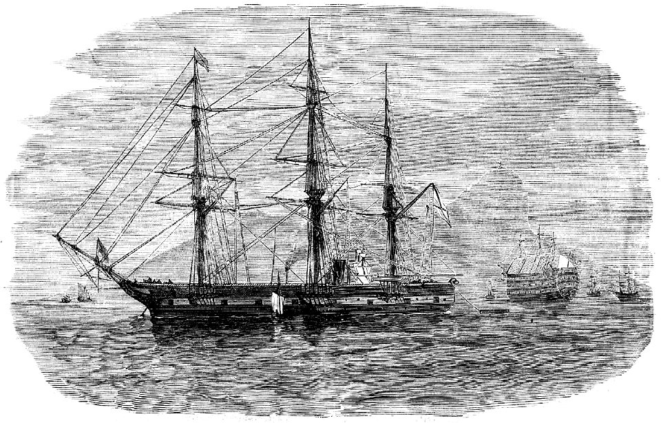 Фрегат Светлана в Гон-Конге. Гравюра из Всемирной иллюстрации 206