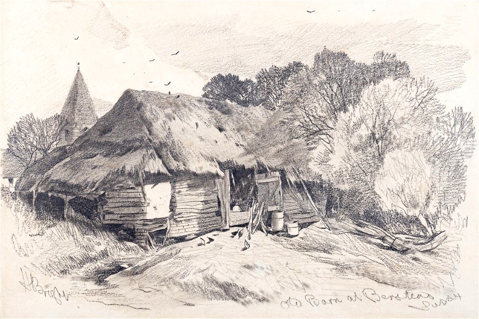 ‘Sussex- Old Barn at Berstead - Henry Bright - Bright-2