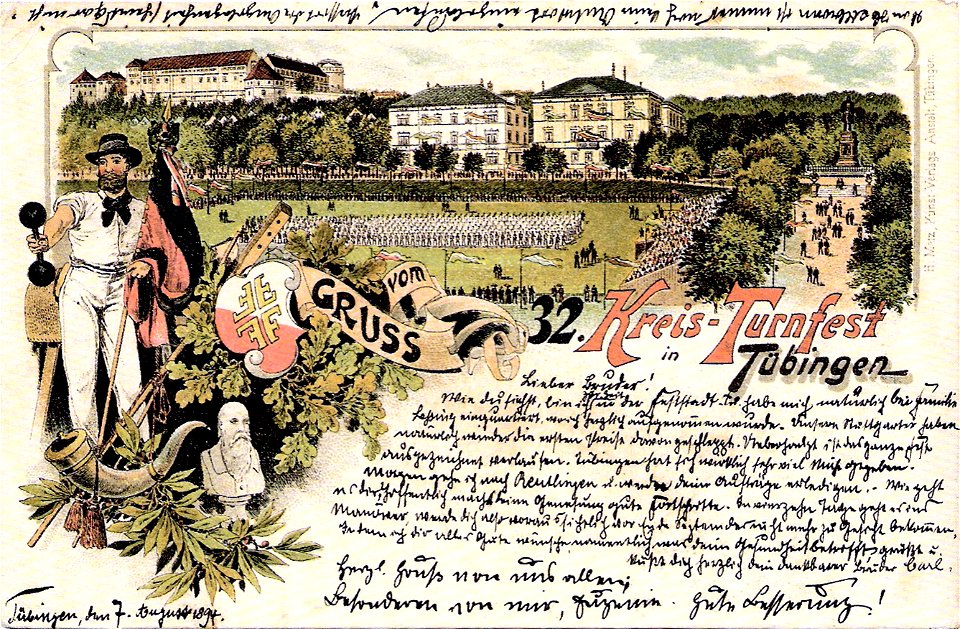 „Gruss vom 32. Kreis-Turnfest in Tübingen“ (AK H Metz 1894 TPk204)