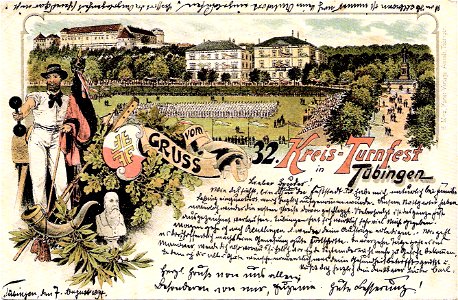„Gruss vom 32. Kreis-Turnfest in Tübingen“ (AK H Metz 1894 TPk204)