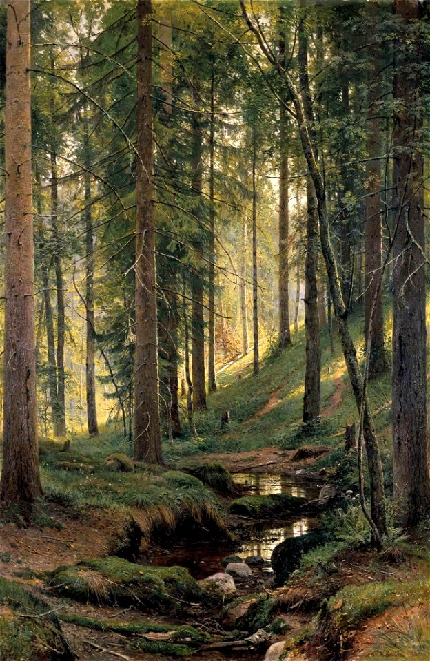 Шишкин И. И. (1880) Ручей в лесу (На косогоре)