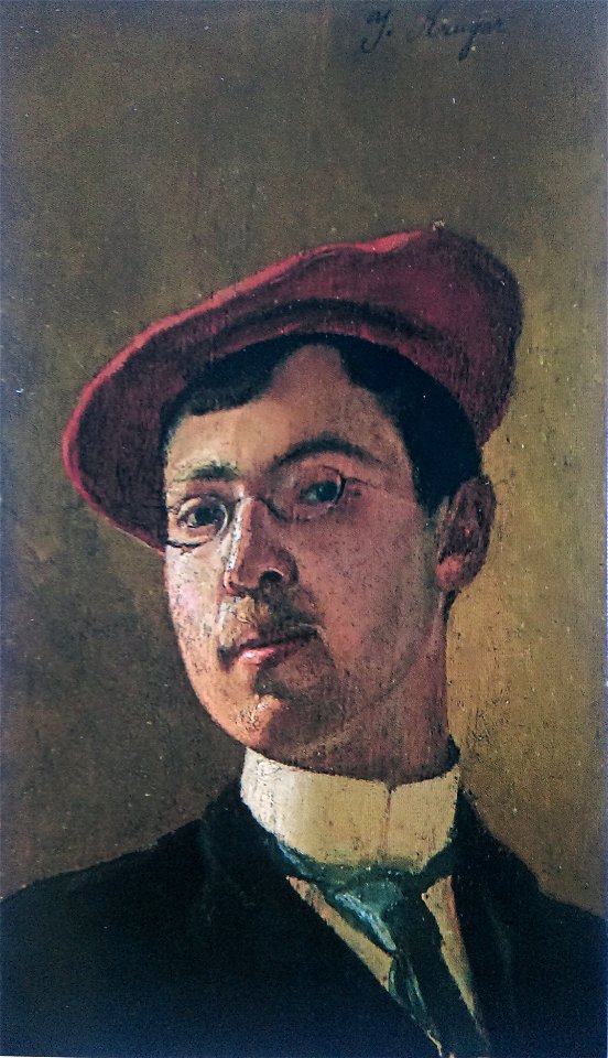 Я. Кругер. Аўтапартрэт у малінавым берэце 1889