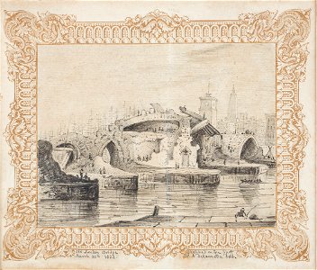 ‘Old London Bridge - sketched on the spot’, William Alfred Delamotte - 30 March 1832
