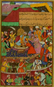 Ḥamzah Sulṭān, Mahdī Sulṭan and Mamāq Sulṭān pay homage to Babur