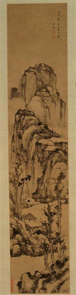 明 李流芳 疏樹孤亭軸