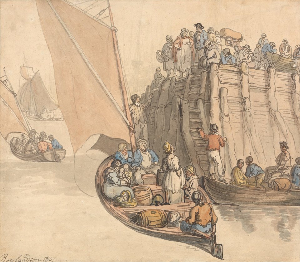 Thomas Rowlandson - A Pier at Amsterdam - Google Art Project