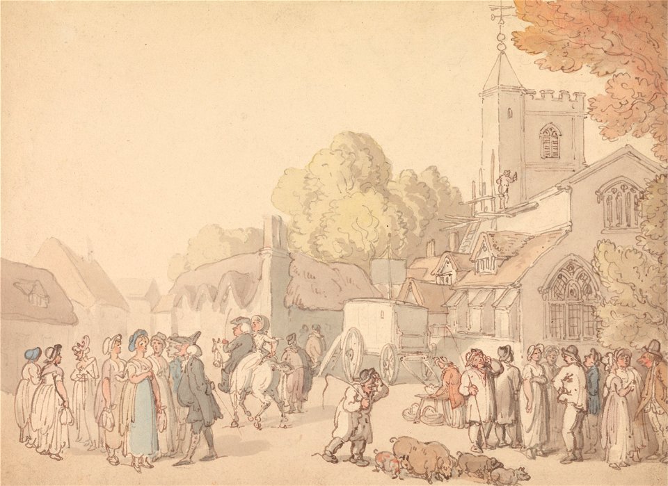 Thomas Rowlandson - A Village Scene outside a Church - Google Art Project