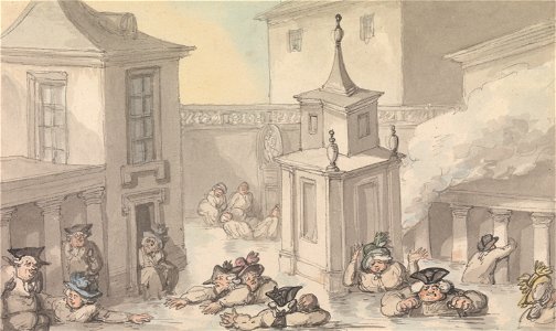 Thomas Rowlandson - Comforts of Bath- The Bath - Google Art Project. Free illustration for personal and commercial use.