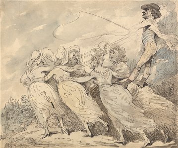 Thomas Rowlandson - A Man Driving a Team of Six Girls - Google Art Project. Free illustration for personal and commercial use.