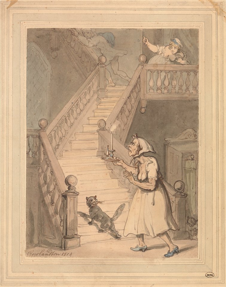 Thomas Rowlandson - A Maiden Aunt Smelling Fire - Google Art Project