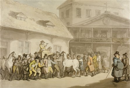 Thomas Rowlandson - A Horse Sale in Hopkins's Repository, Barbican - Google Art Project