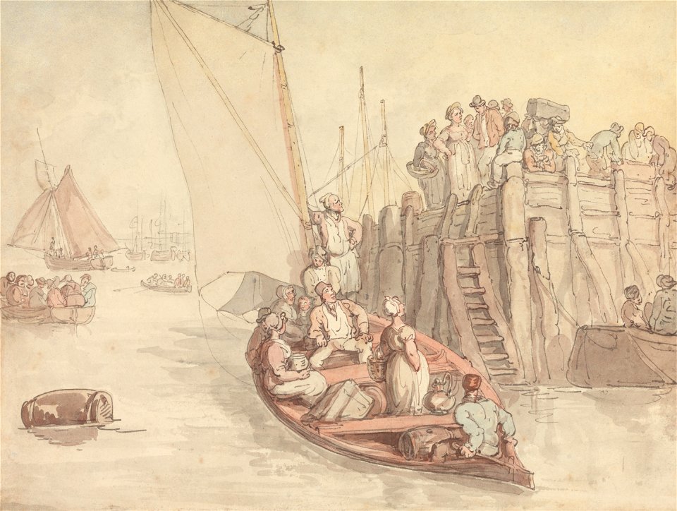 Thomas Rowlandson - A Pier at Amsterdam (Version A) - Google Art Project