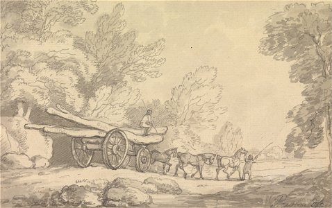 Thomas Rowlandson - A Timber Waggon - Google Art Project. Free illustration for personal and commercial use.