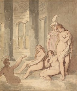 Thomas Rowlandson - Nymphs at a Roman Bath - Google Art Project. Free illustration for personal and commercial use.
