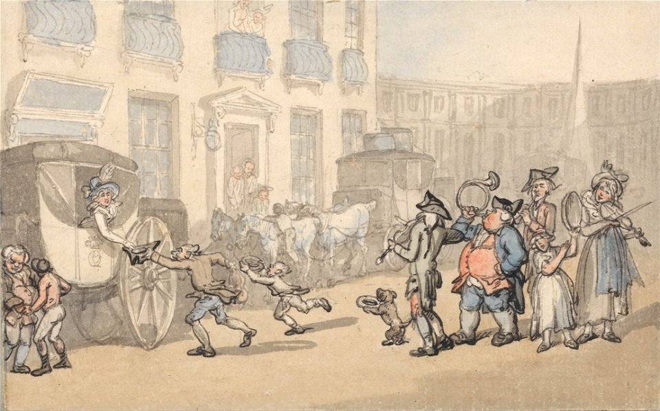 Thomas Rowlandson - Comforts of Bath- Coaches Arriving - Google Art Project