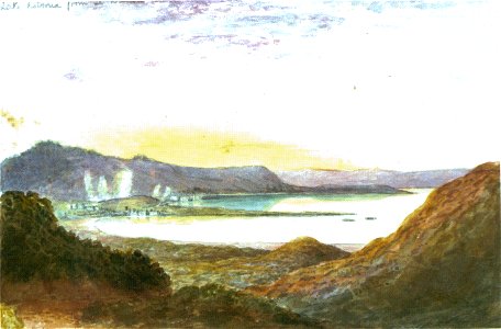Thomas Ryan - Lake Rotorua from Te Wairoa Road. Free illustration for personal and commercial use.
